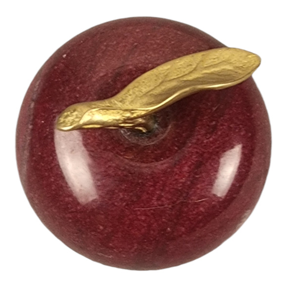 Vintage Red Apple Paperweight Brass Stem - Picture 3 of 4